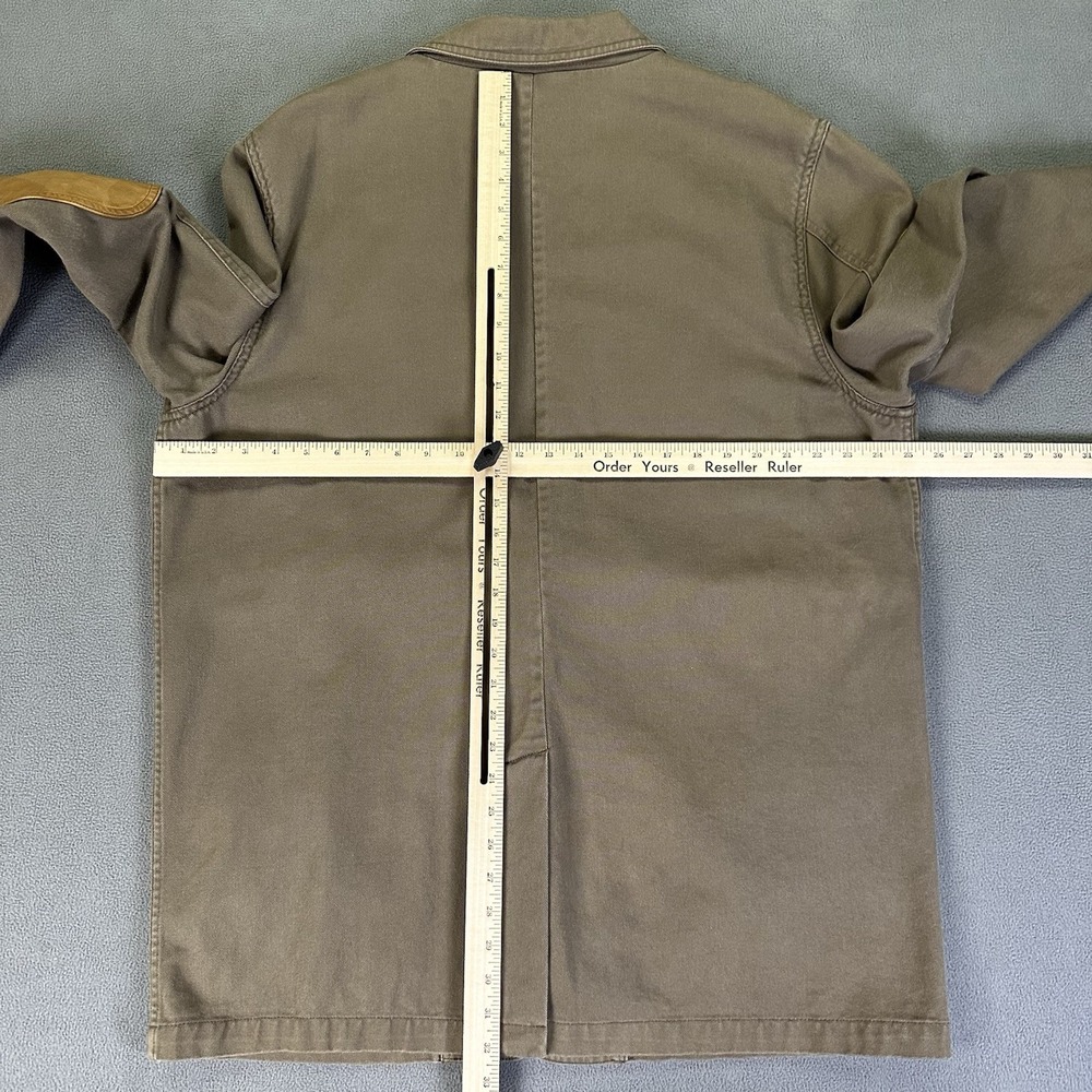 Orvis Blazer Jacket Mens 46 Tall Brown Zambezi Safari Leather Elbow Twill Travel - Picture 7 of 9